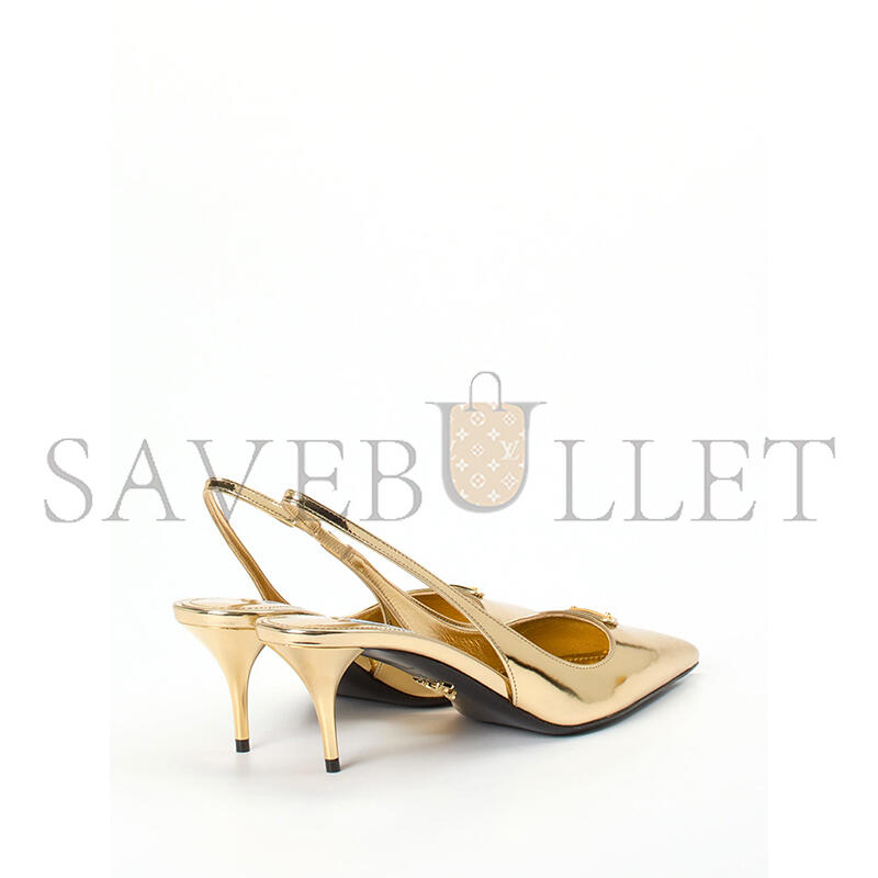 Pra*a metallic leather slingback pumps gold
